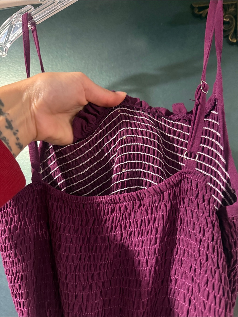 Magenta Ruffled High-Low Sundress with faux Button Front - Picture 4 of 5